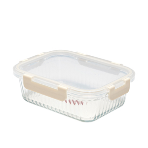 Rectangular Glass Container with Stripes