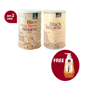 1 Can HealthD'licious-BlackSoy & Sesame Drink + 1 Can Black Sesame Powder + 1 Unit 50 Megumi Anti-Hair Fall Shampoo (Moist)