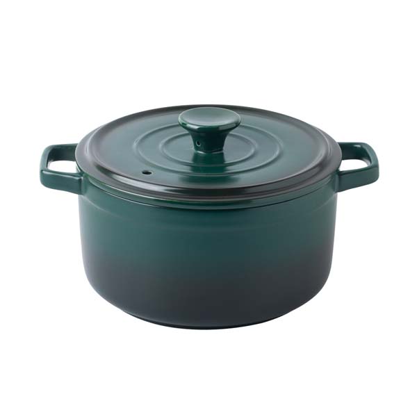Ceramic Soup Pot With Cover 3L - Green