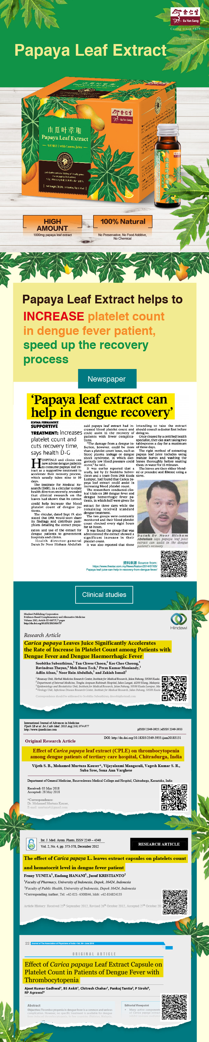 EYS Papaya Leaf Extract with Lemon Juice Eu Yan Sang Malaysia