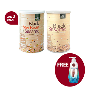 1 Can HealthD'licious-BlackSoy & Sesame Drink + 1 Can Black Sesame Powder + 1 Unit 50 Megumi Anti-Hair Fall Shampoo (Fresh)